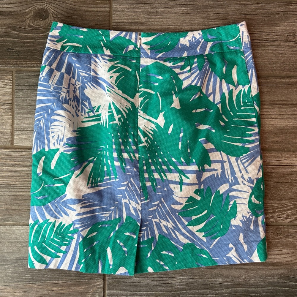 Ann Taylor LOFT Tropical Palm Leaf Print Beach Preppy Mini Skirt Green Blue Sz 4 - Picture 5 of 5